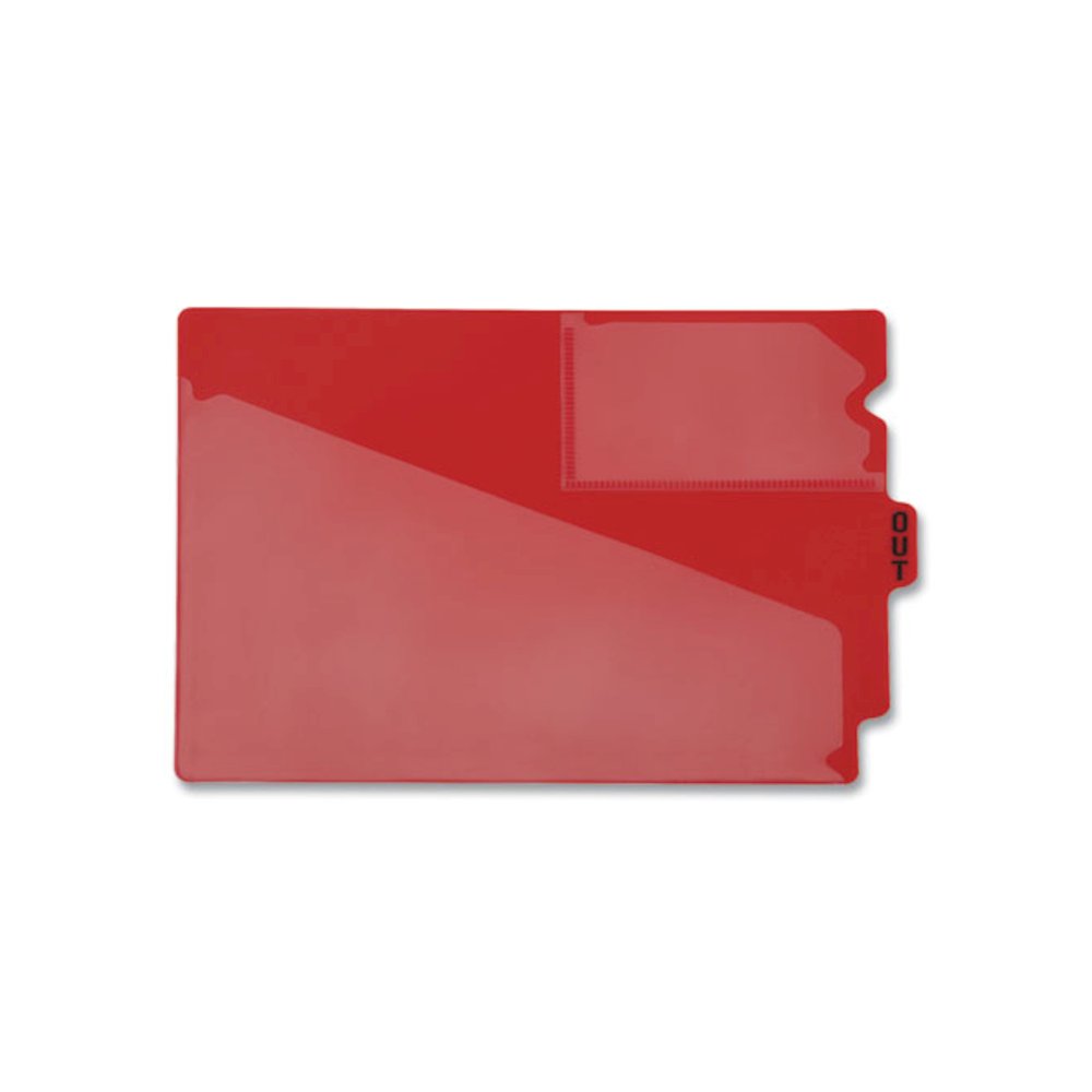 Colored Poly End Tab "Out" Guides, 1/3-Cut: Center Position, For Letter Size Files, Red, 50/Box. Picture 2