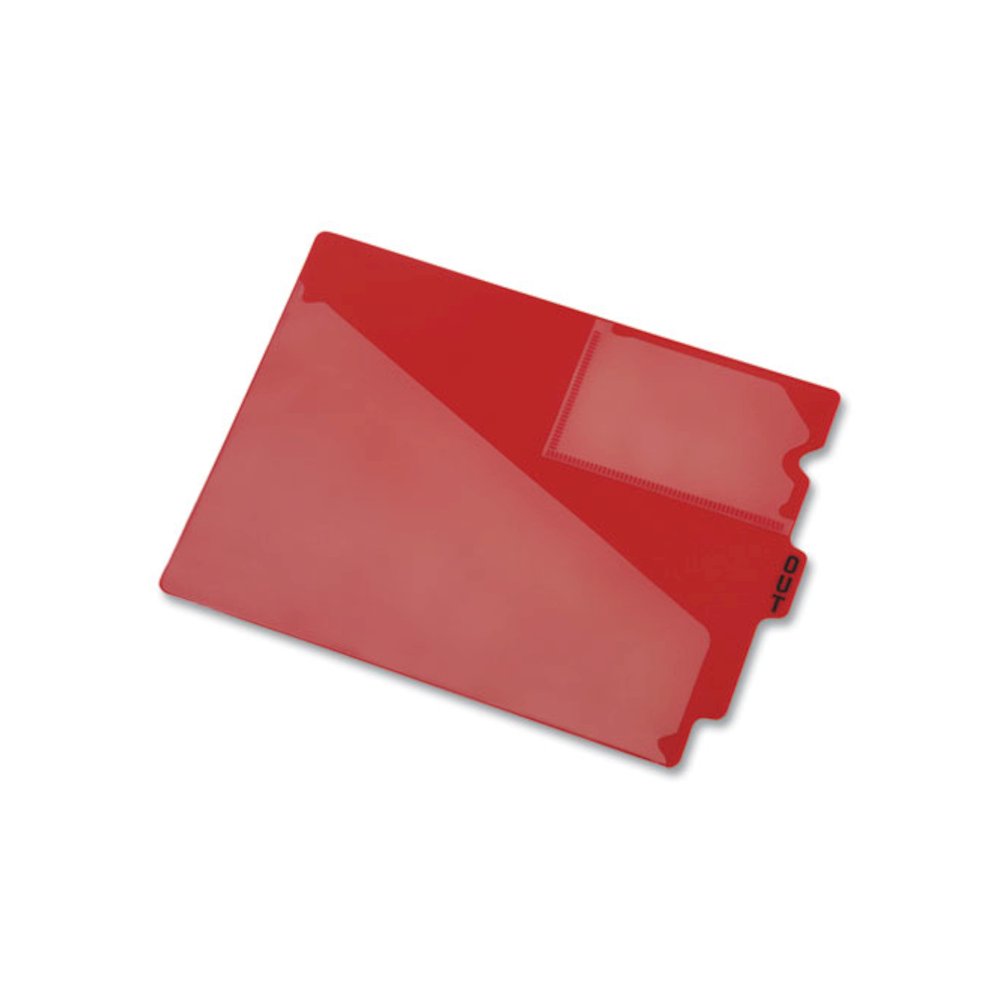 Colored Poly End Tab "Out" Guides, 1/3-Cut: Center Position, For Letter Size Files, Red, 50/Box. Picture 3