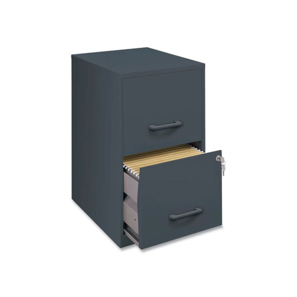 Two-Drawer Vertical File Cabinet, 2 Letter-Size File Drawers, Graphite, 14.25" x 18" x 24.5". Picture 3