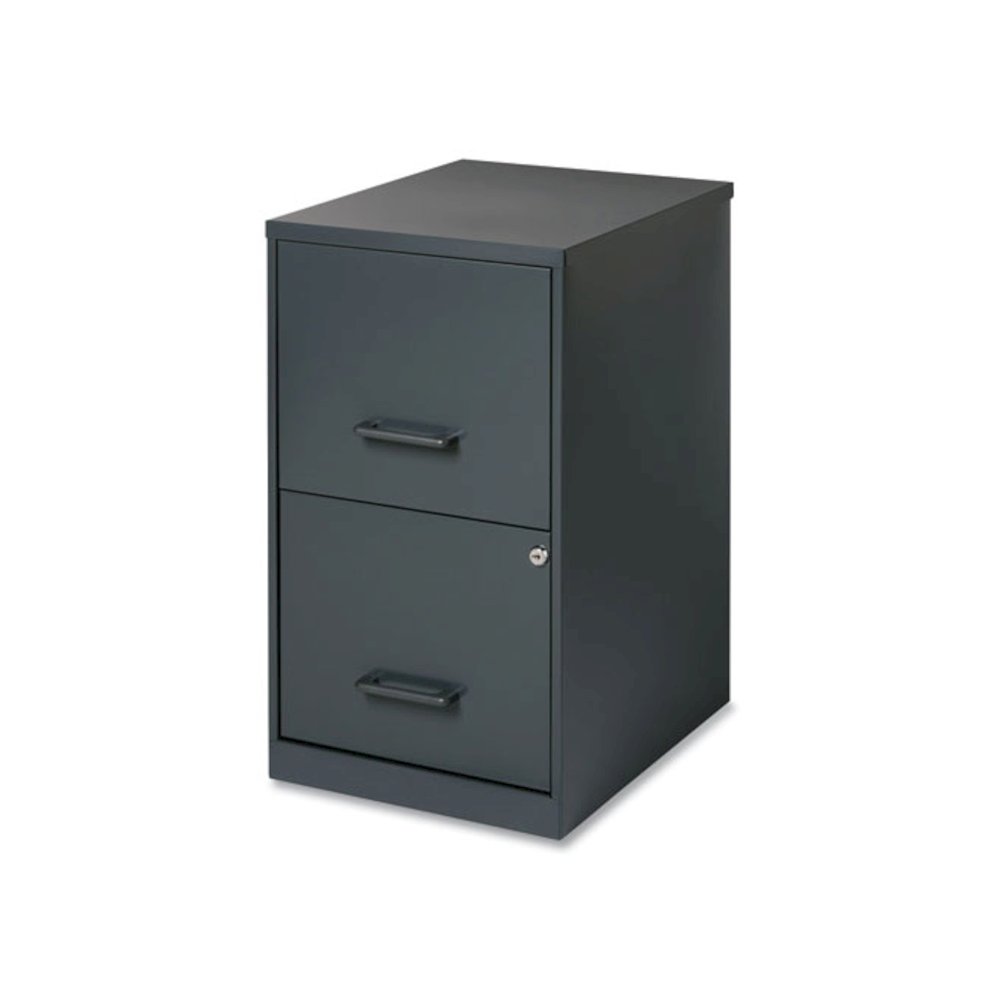 Two-Drawer Vertical File Cabinet, 2 Letter-Size File Drawers, Graphite, 14.25" x 18" x 24.5". Picture 2