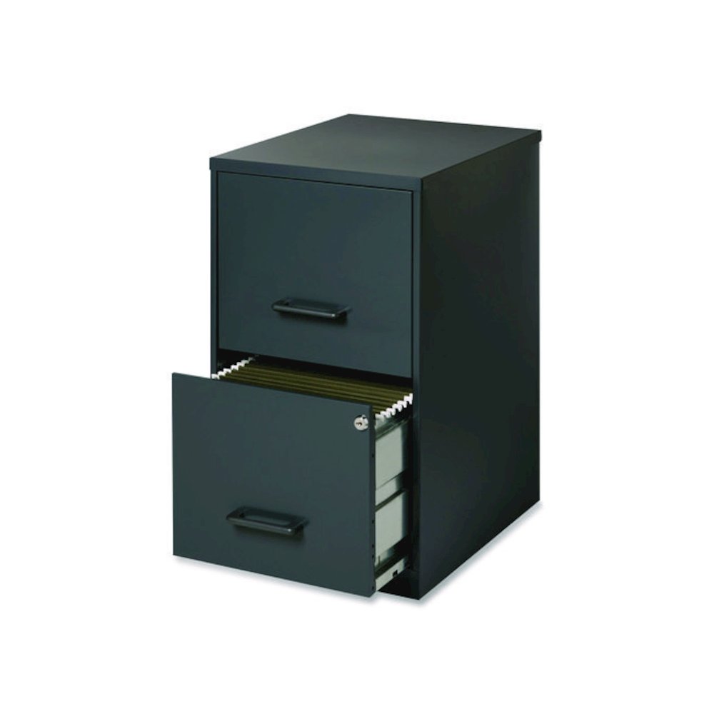Two-Drawer Vertical File Cabinet, 2 Letter-Size File Drawers, Graphite, 14.25" x 18" x 24.5". Picture 1
