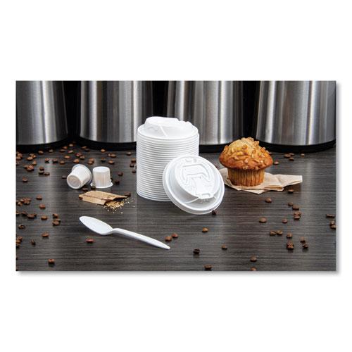 Optima Reclosable Lid, Fits 12 oz to 24 oz Hot Cups, Plastic, White, 100/Pack, 10 Packs/Carton. Picture 2