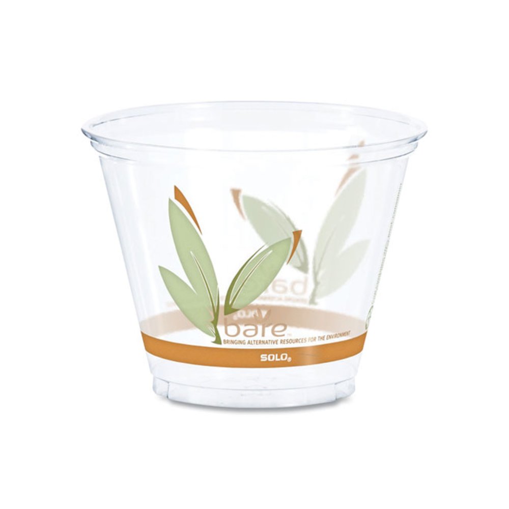 Bare Eco-Forward RPET Cold Cups, ProPlanet Seal, 9 oz, Plastic, Leaf Design, 1,000/Carton. Picture 1