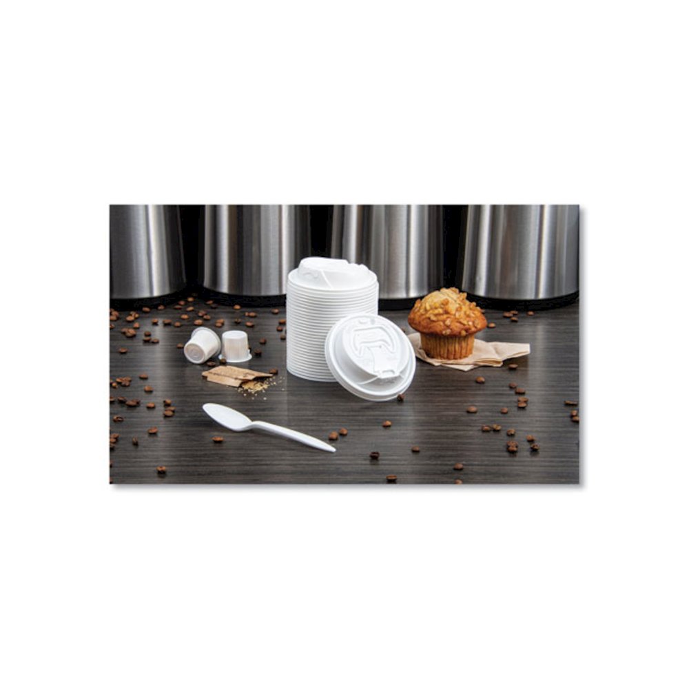 Optima Reclosable Lid, Fits 12 oz to 24 oz Hot Cups, Plastic, White, 100/Pack. Picture 4