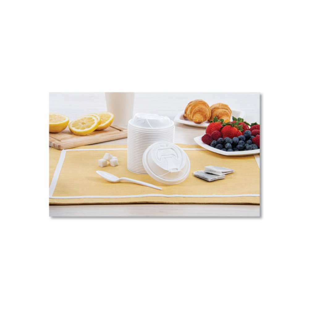 Optima Reclosable Lid, Fits 12 oz to 24 oz Hot Cups, Plastic, White, 100/Pack. Picture 3