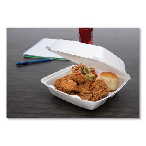 Foam Hinged Lid Containers, 3 Compartments, 8.38 x 7.78 x 3.25, 200/Carton. Picture 3