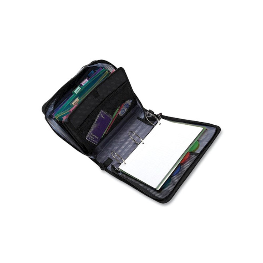Mighty Zip Tab Binder, 3 Rings, 3" Capacity, 11 x 8.5, Black. Picture 3