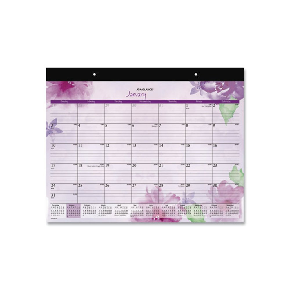 Beautiful Day Desk Pad Calendar, Floral Artwork, 21.75 x 17, Assorted Color Sheets, Black Binding, 12-Month (Jan-Dec): 2026. Picture 1