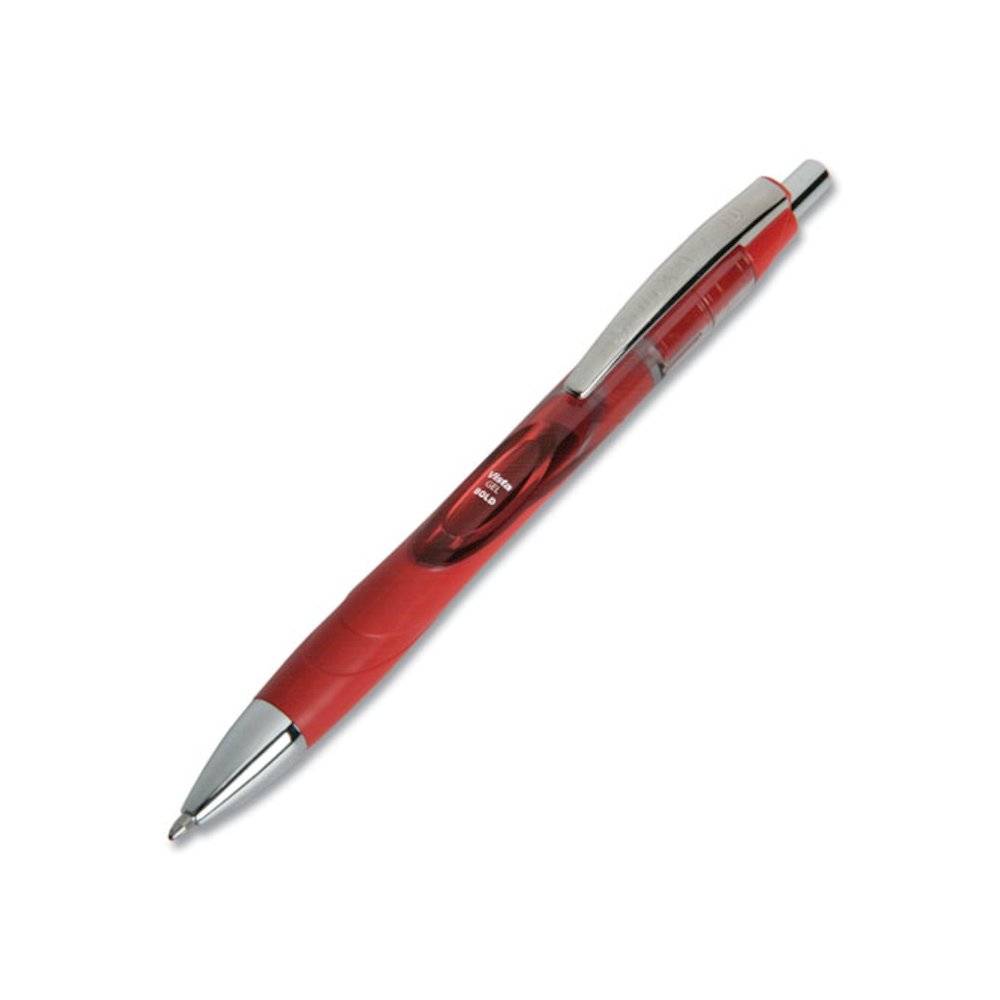 7520016849429, SKILCRAFT VISTA Gel Pen, Retractable, Bold 1 mm, Red Ink, Translucent Red/Red/Silver Barrel, Dozen. Picture 1