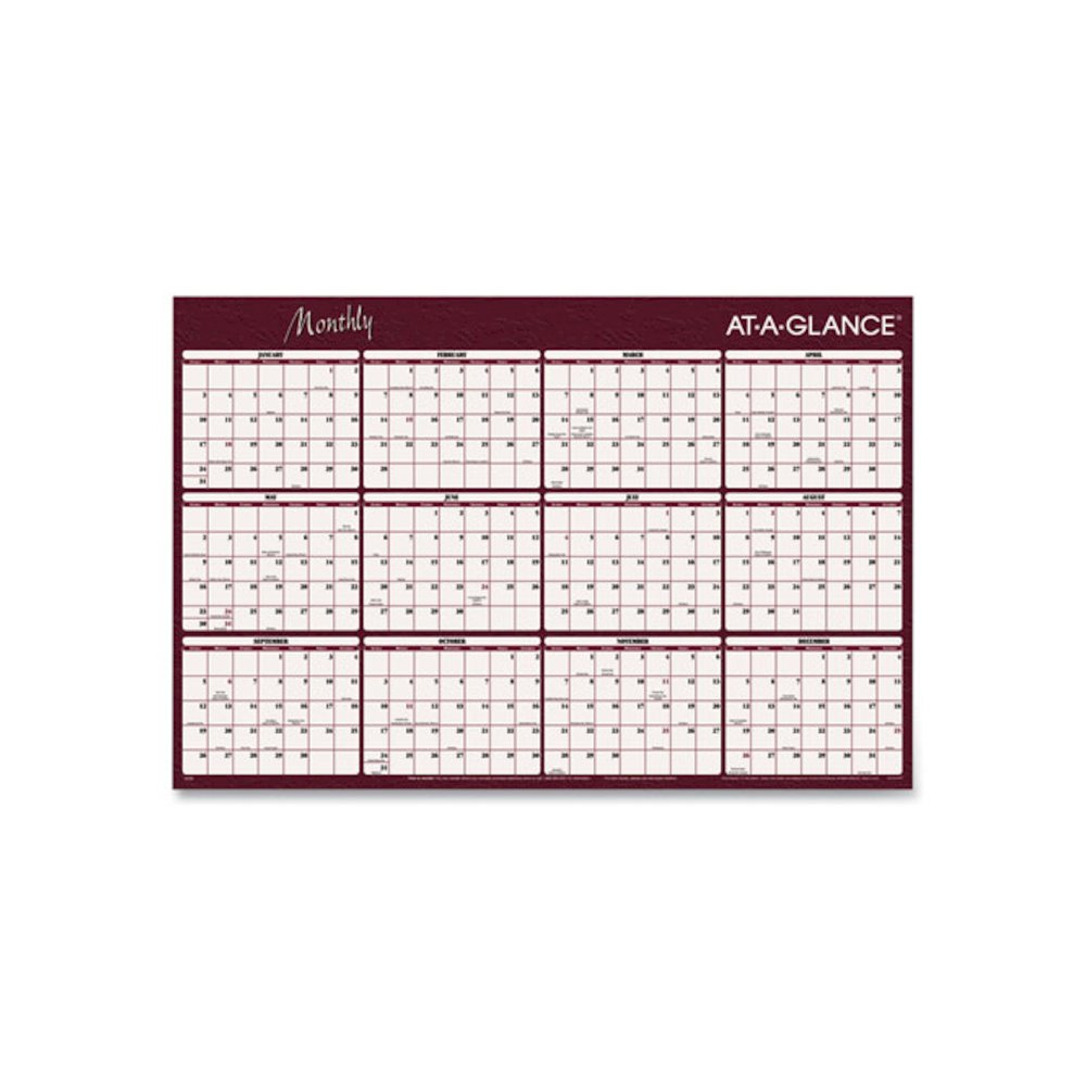 Reversible Horizontal Erasable Wall Planner, 48 x 32, Assorted Sheet Colors, 12-Month (Jan to Dec): 2026. Picture 1