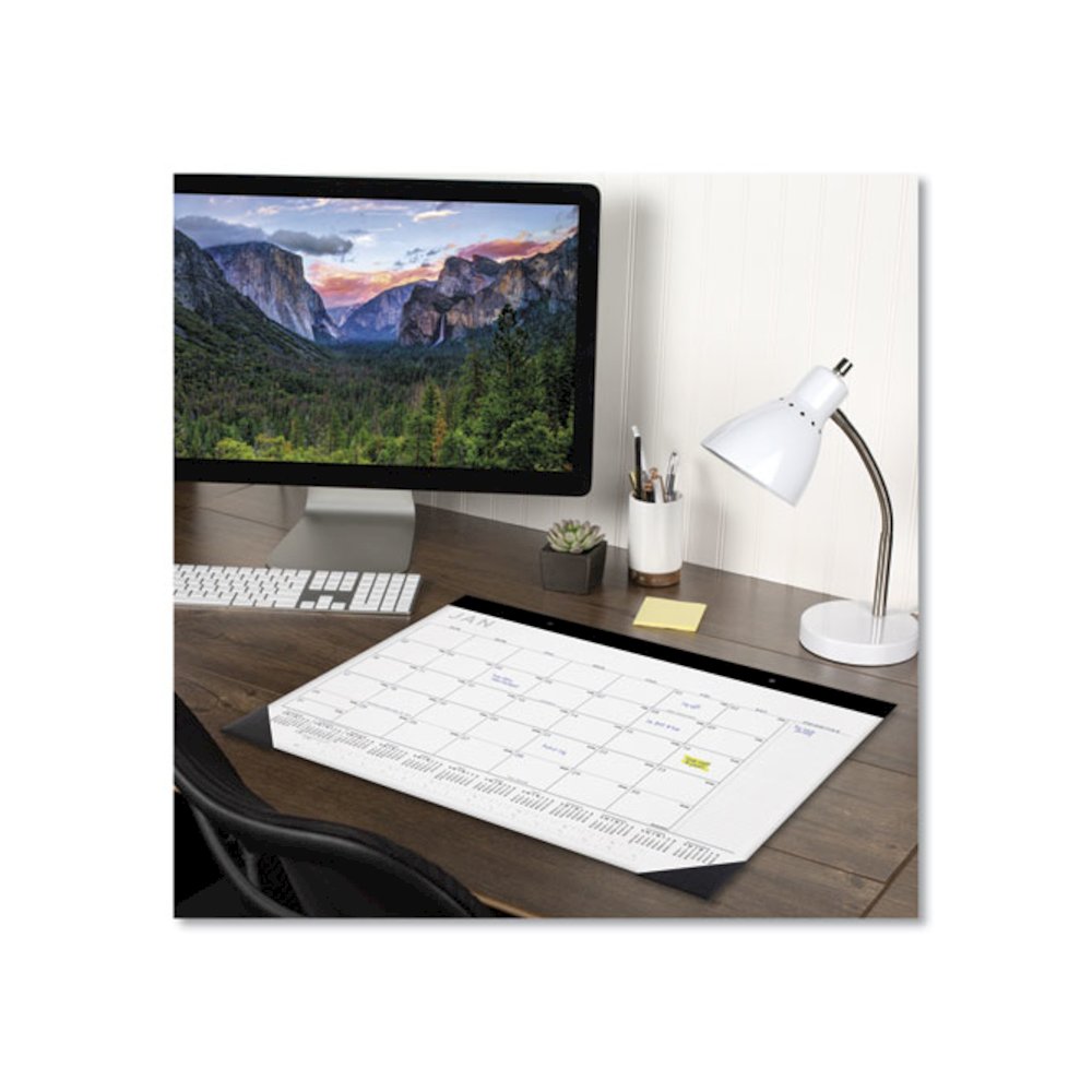 Contemporary Monthly Desk Pad, 22 x 17, White Sheets, Black Binding/Corners,12-Month (Jan to Dec): 2026. Picture 5