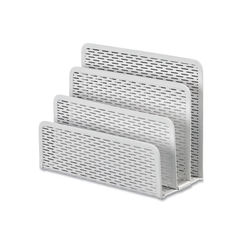 Urban Collection Punched Metal Letter Sorter, 3 Sections, DL to A6 Size Files, 6.5" x 3.25" x 5.5", White. Picture 1