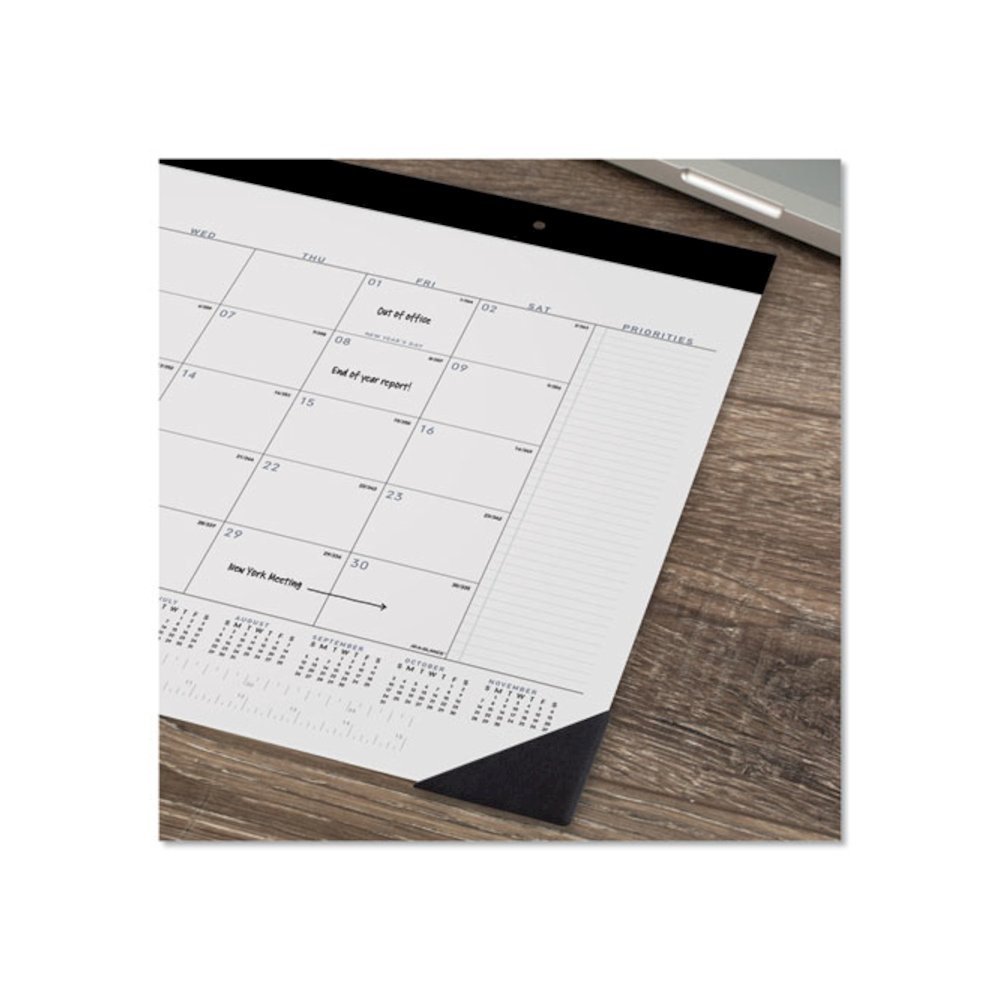 Contemporary Monthly Desk Pad, 22 x 17, White Sheets, Black Binding/Corners,12-Month (Jan to Dec): 2026. Picture 4