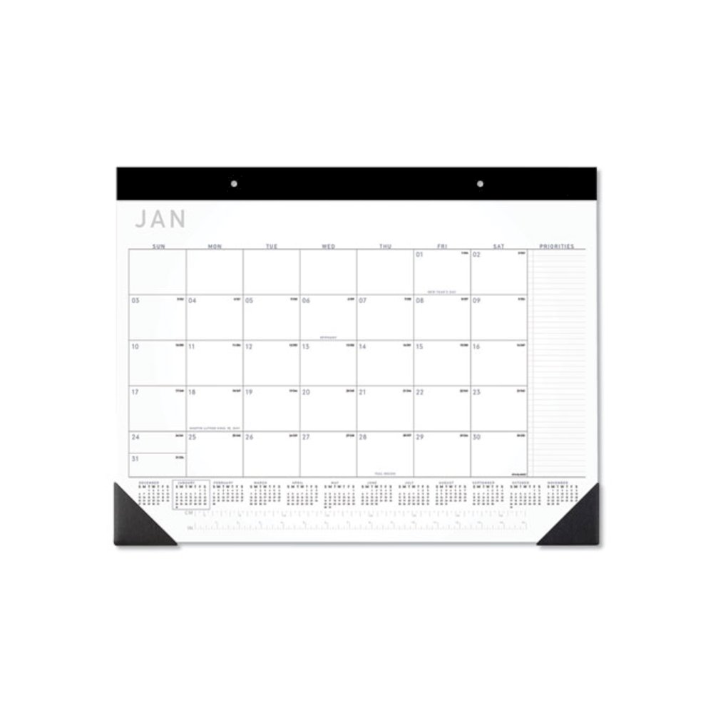Contemporary Monthly Desk Pad, 22 x 17, White Sheets, Black Binding/Corners,12-Month (Jan to Dec): 2026. Picture 1