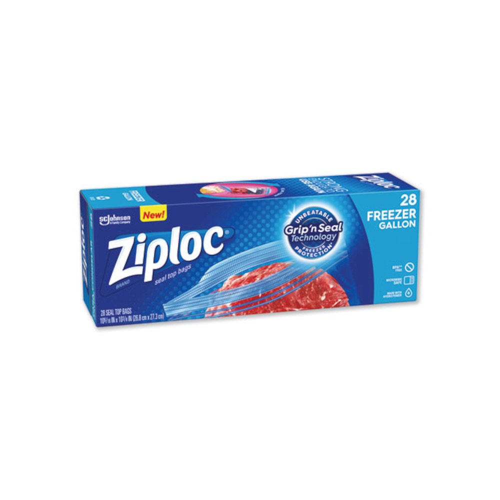 Zipper Freezer Bags, 1 gal, 9.6" x 12.1", Clear, 28/Box. Picture 3