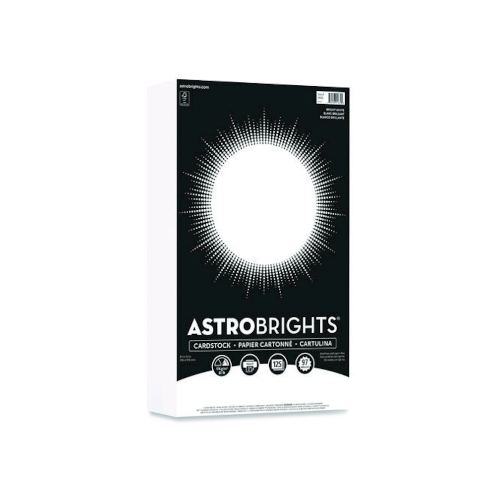 Color Cardstock, 65 lb Cover Weight, 8.5 x 14, Bright White, 125/Pack. Picture 1