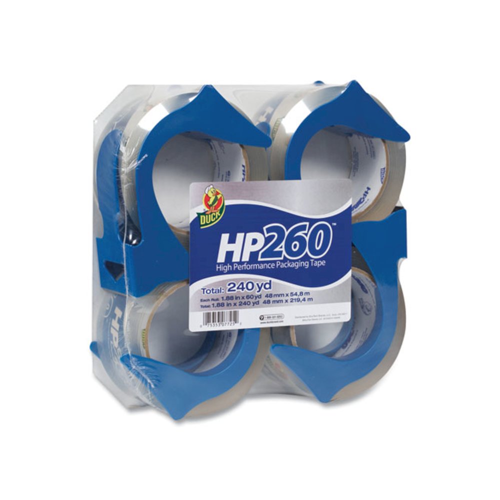 HP260 Packaging Tape with Dispenser, 3" Core, 1.88" x 60 yds, Clear, 4/Pack. Picture 1