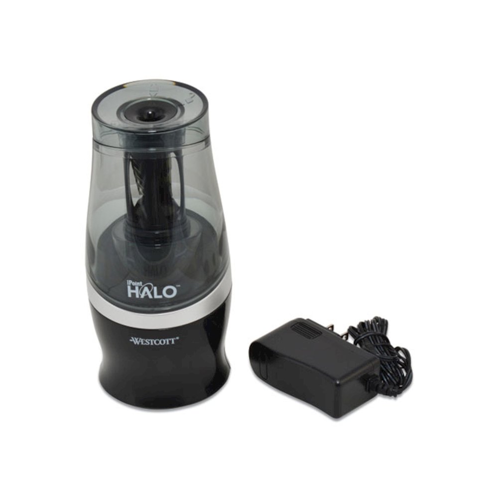 Halo Colored Pencil Non-Stick Electric Sharpener, AC-Powered, 3.5 x 6.75, Black/Silver. Picture 5