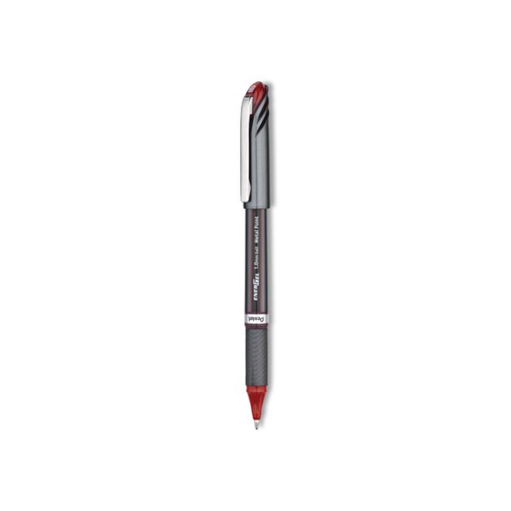 EnerGel NV Gel Pen, Stick, Bold 1 mm, Red Ink, Gray/Red Barrel, Dozen. Picture 2