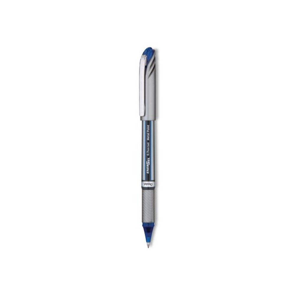 EnerGel NV Gel Pen, Stick, Medium 0.7 mm, Blue Ink, Gray/Black/Blue Barrel, Dozen. Picture 2