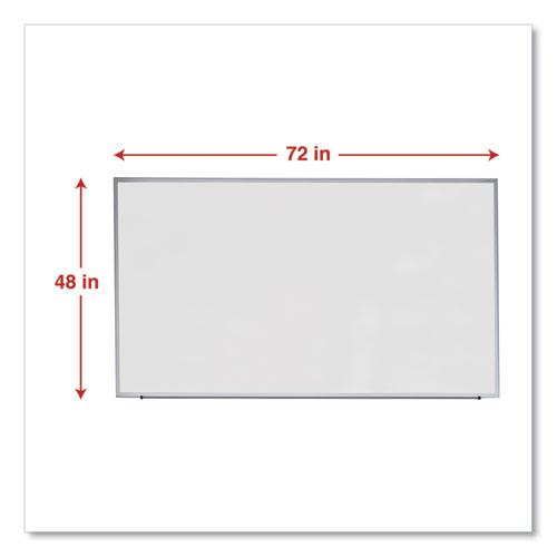 Deluxe Melamine Dry Erase Board, 72" x 48", White Surface, Anodized Aluminum Frame. Picture 5