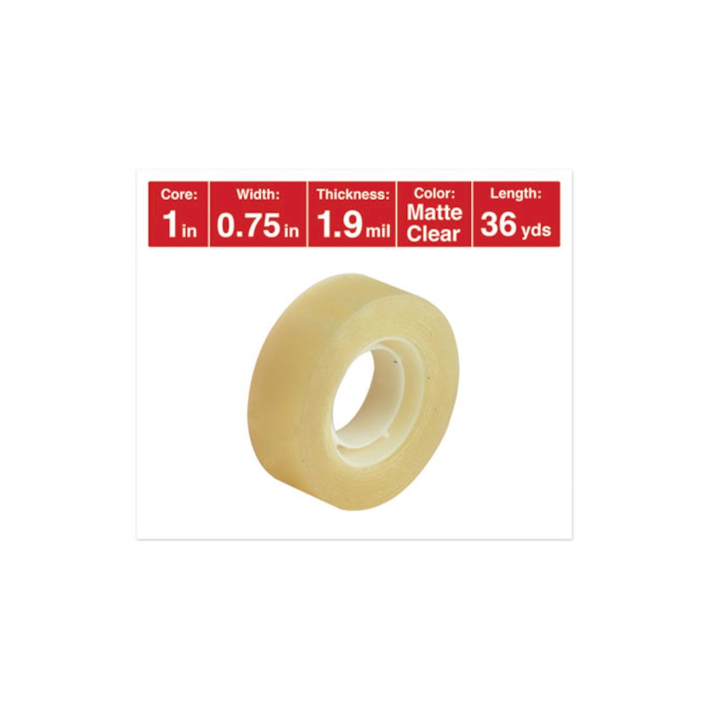 Invisible Tape, 1" Core, 0.75" x 36 yds, Clear, 12/Pack. Picture 3