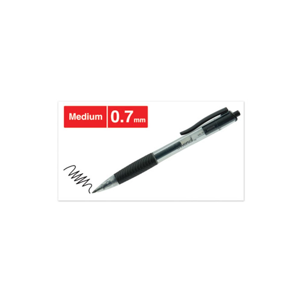 Comfort Grip Gel Pen, Retractable, Medium 0.7 mm, Black Ink, Clear/Black Barrel, Dozen. Picture 4