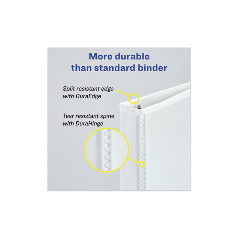 Heavy-Duty View Binders, 3 Rings, 1.5" Capacity, 11 x 17, White. Picture 3