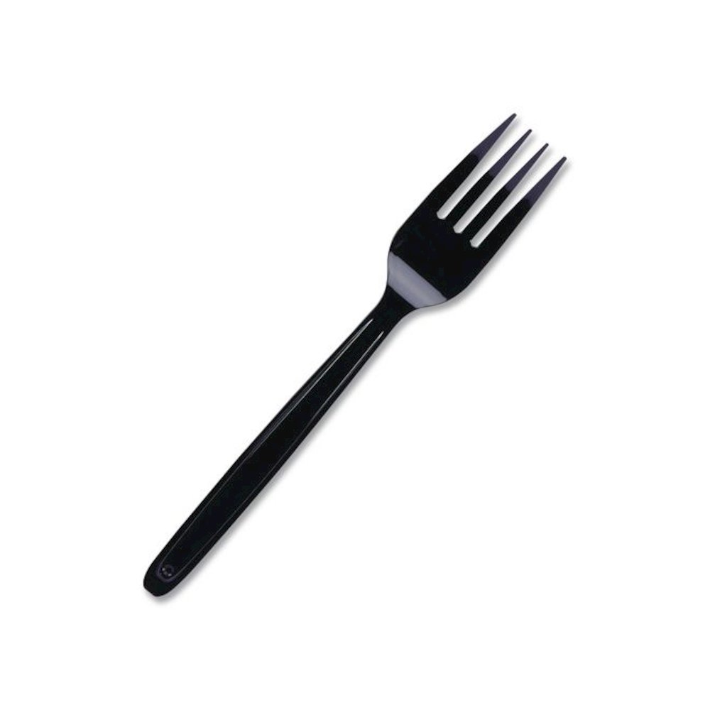 Cutlery for Cutlerease Dispensing System, Mediumweight Fork, Plastic, Black, 960/Box. Picture 1