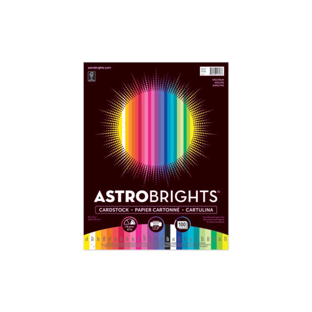 Color Cardstock, 65 lb Cover Weight, 8.5 x 11, Assorted Colors, 100/Pack. Picture 2