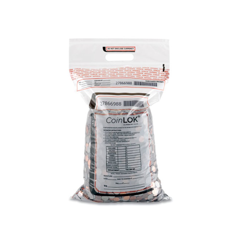 Coin Bag, Plastic 12.5 x 25, Clear, 50/Pack. Picture 1