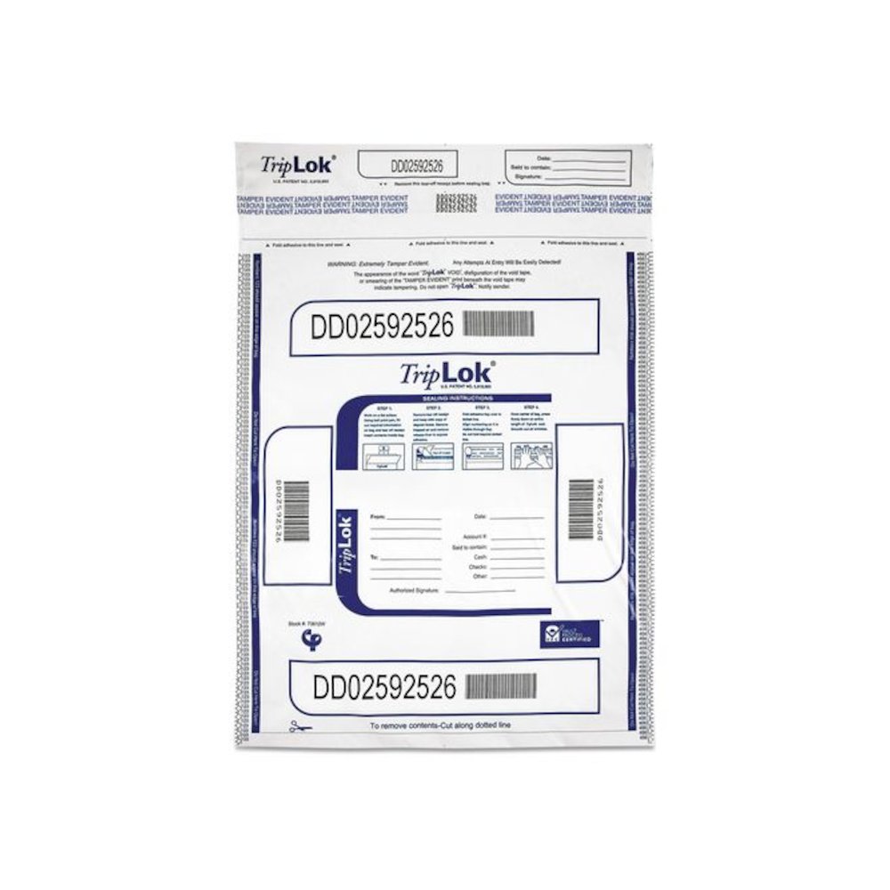 Deposit Bag, Plastic, 12" x 16", White, 100/Pack. Picture 1