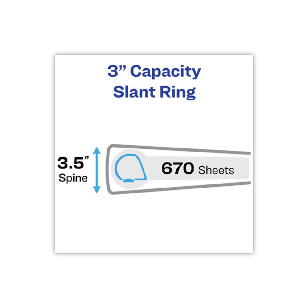 Heavy-Duty Non Stick View Binder with DuraHinge and Slant Rings, 3 Rings, 3" Capacity, 11 x 8.5, White, 2/Pack. Picture 2