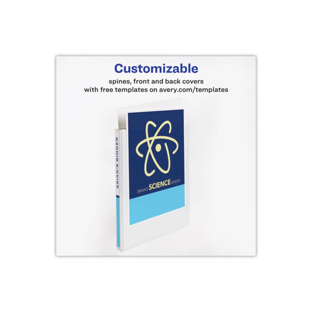 Heavy-Duty Non Stick View Binder with DuraHinge and Slant Rings, 3 Rings, 3" Capacity, 11 x 8.5, White, 2/Pack. Picture 3