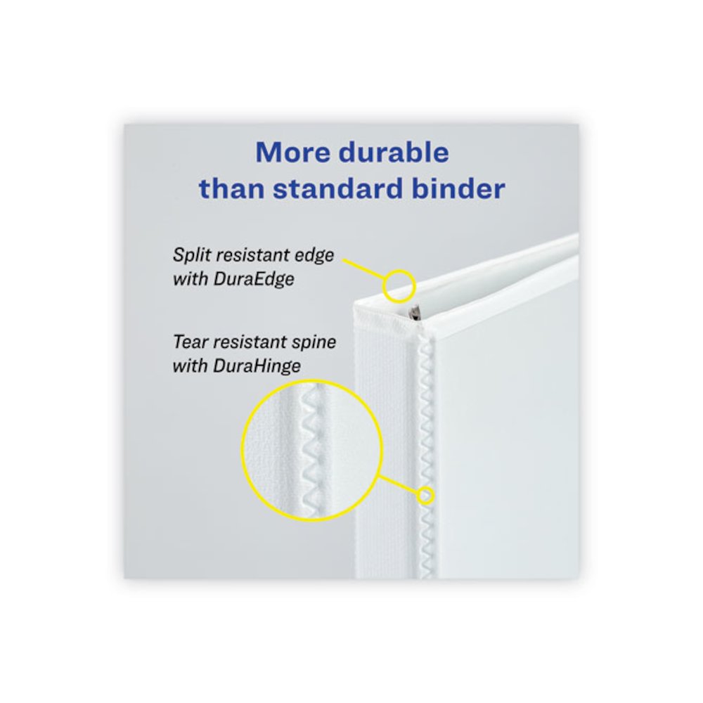 Heavy-Duty Non Stick View Binder with DuraHinge and Slant Rings, 3 Rings, 3" Capacity, 11 x 8.5, White, 2/Pack. Picture 4