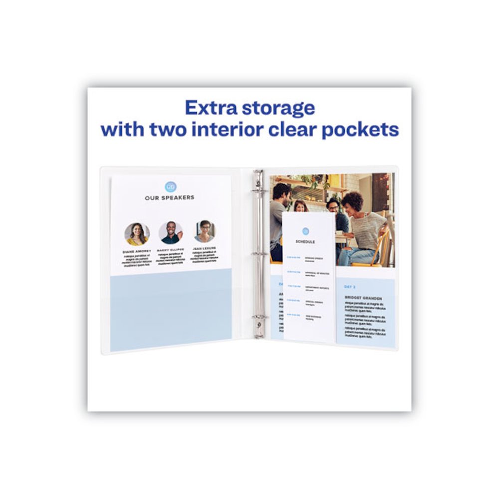 Heavy-Duty Non Stick View Binder with DuraHinge and Slant Rings, 3 Rings, 3" Capacity, 11 x 8.5, White, 2/Pack. Picture 6