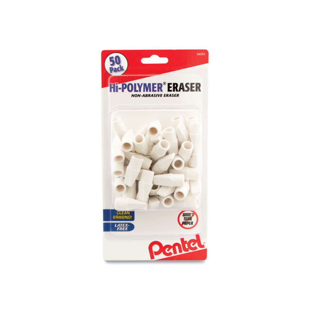 Hi-Polymer Cap Eraser, For Pencil Marks, White, 50/Pack. Picture 1