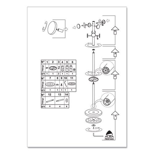 Stan3 Steel Coat Rack, Stand Alone Rack, Eight Knobs, 15w x 15d x 69.3h, Black. Picture 2