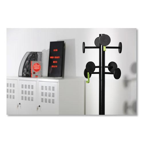 Stan3 Steel Coat Rack, Stand Alone Rack, Eight Knobs, 15w x 15d x 69.3h, Black. Picture 3