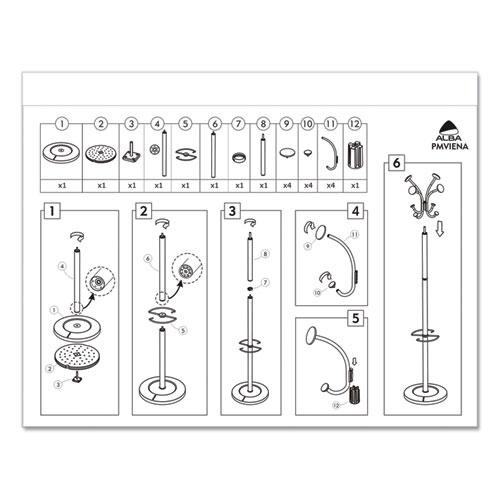 Viena Coat Stand, Eight Knobs, Steel, 16w x 16d x 70.6h, Black. Picture 4