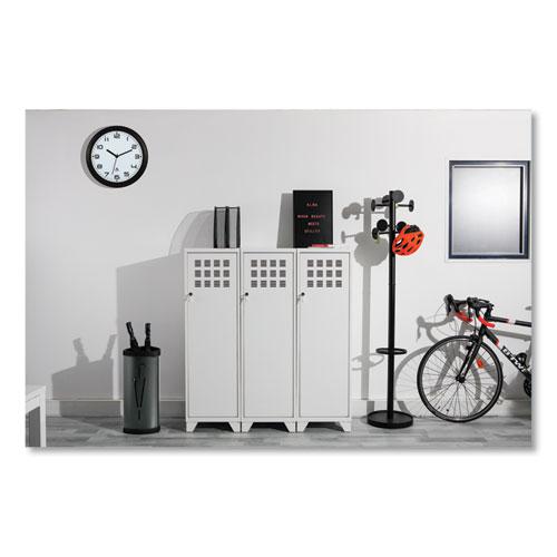 Stan3 Steel Coat Rack, Stand Alone Rack, Eight Knobs, 15w x 15d x 69.3h, Black. Picture 8