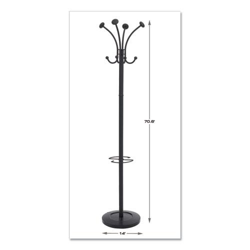 Viena Coat Stand, Eight Knobs, Steel, 16w x 16d x 70.6h, Black. Picture 3