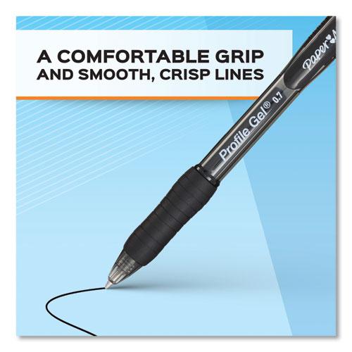 Profile Gel Pen, Retractable, Medium 0.7 mm, Black Ink, Translucent Black Barrel, Dozen. Picture 5