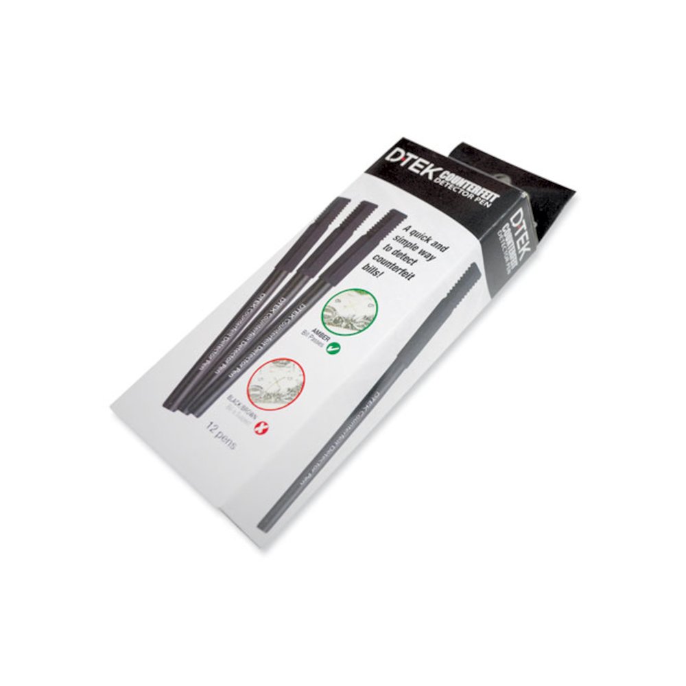 DTEK Counterfeit Detector Pens for USD, Black, 12/Pack. Picture 1