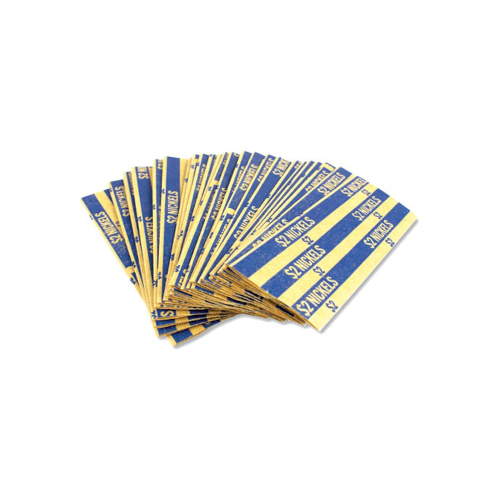 Flat Tubular Coin Wrap, Nickels, Blue/White, 1,000/Box. Picture 1