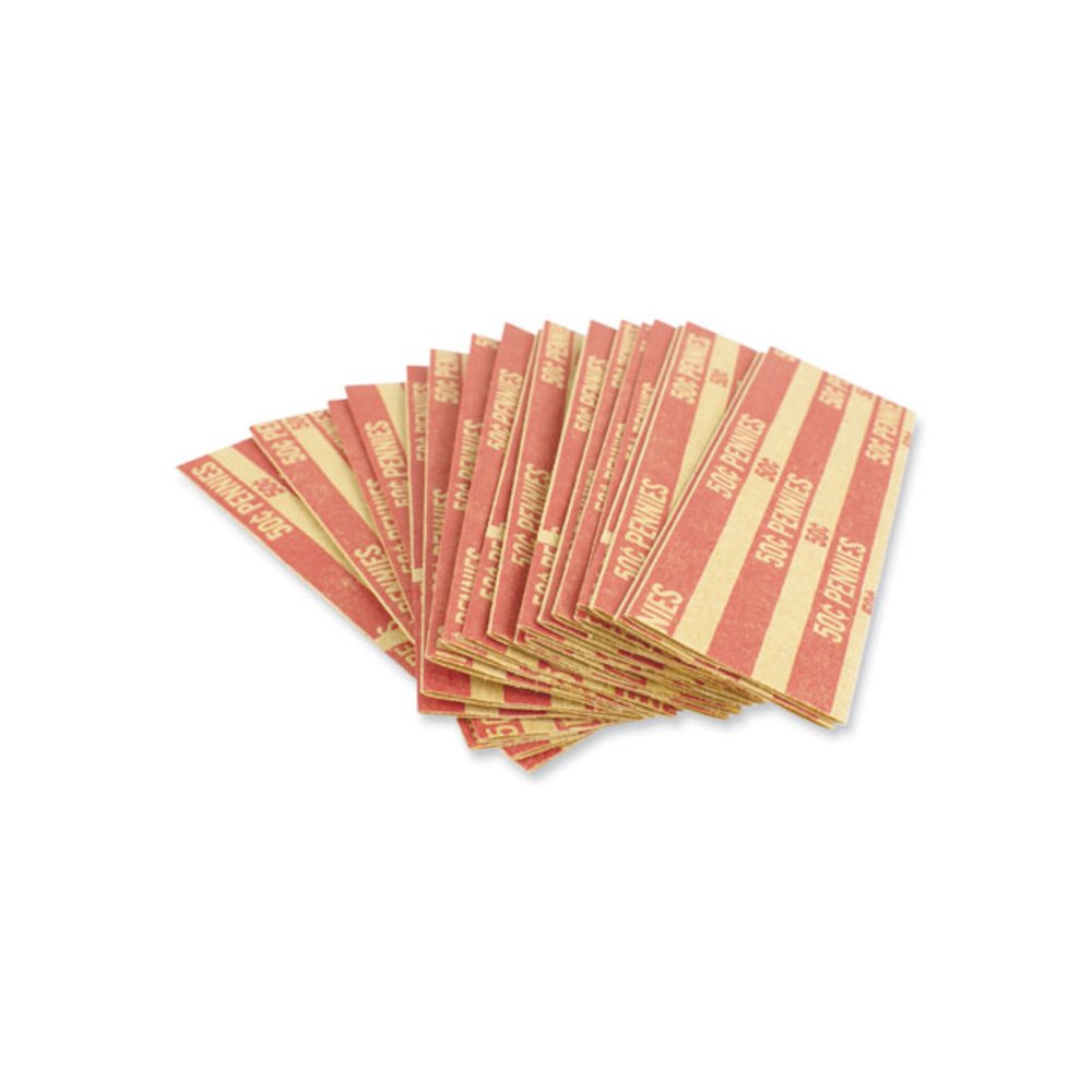 Flat Tubular Coin Wrap, Pennies, Red/White, 1,000/Box. Picture 1