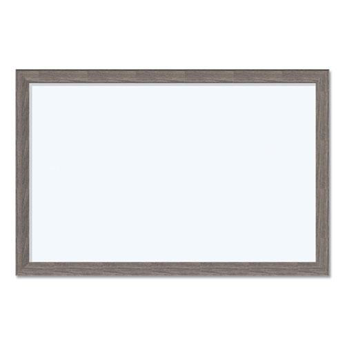 Magnetic Dry Erase Board with Rustic Frame, 36" x 24" (Actual Size: 35" x 23"), White Surface, Brown Wood Frame. Picture 1