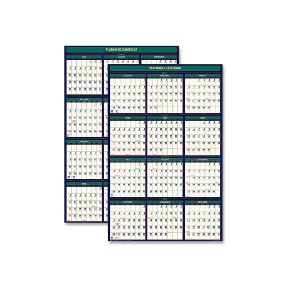 Four Season Erasable Business/Academic Recycled Wall Calendar, 24 x 37, 12-Month(July-June): 2025-26, 12-Month(Jan-Dec): 2026. Picture 1
