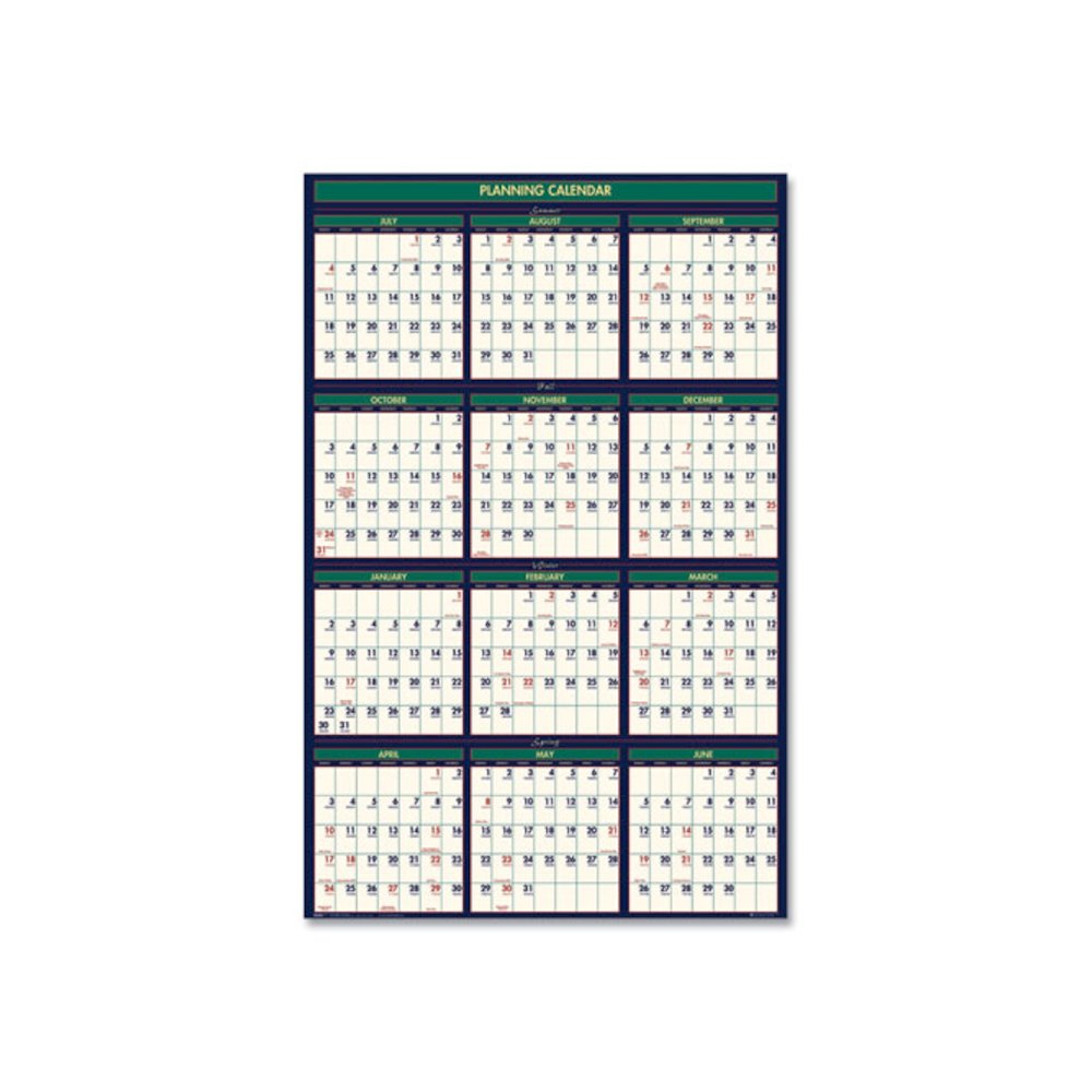 Four Season Erasable Business/Academic Recycled Wall Calendar, 24 x 37, 12-Month(July-June): 2025-26, 12-Month(Jan-Dec): 2026. Picture 3