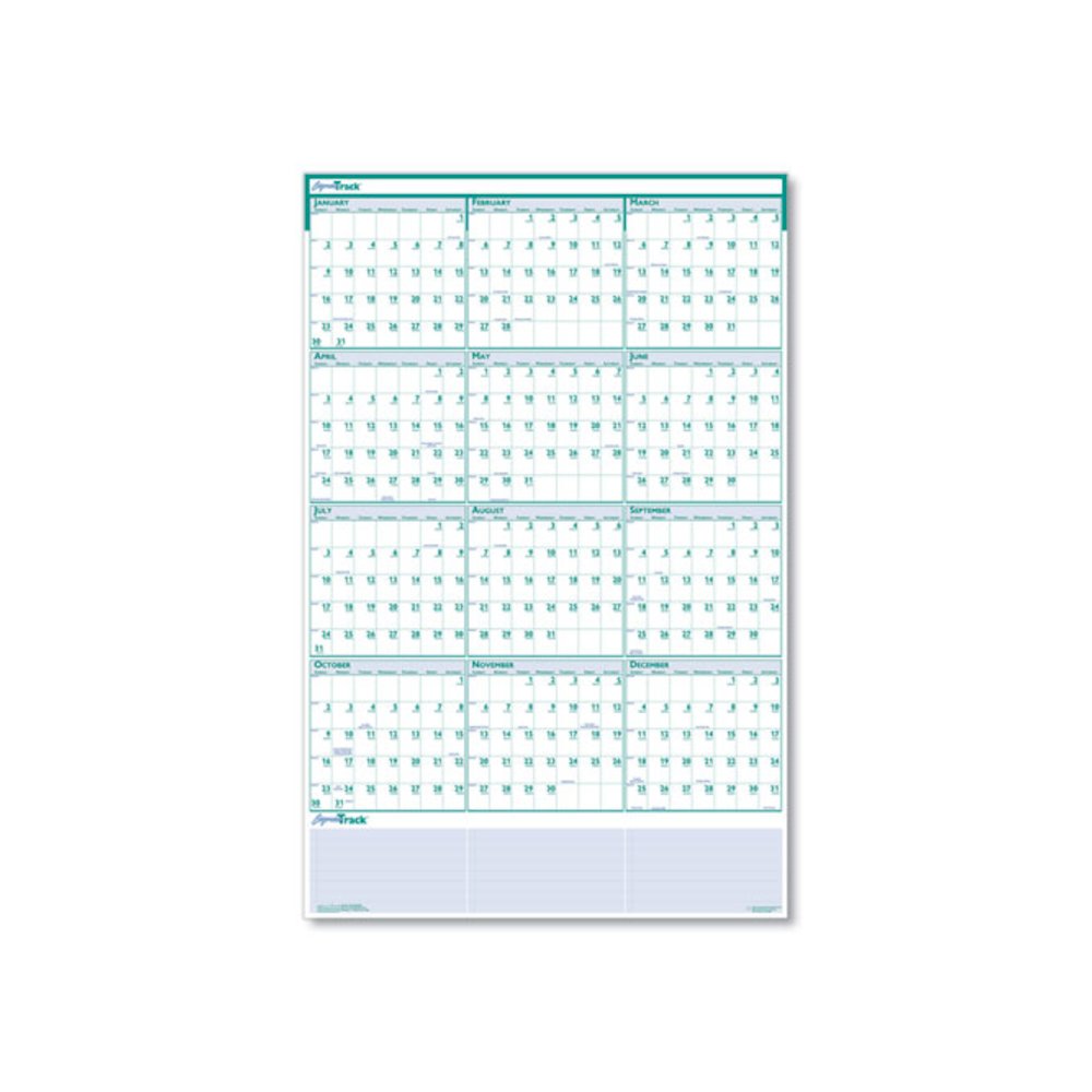 Express Track Recycled Reversible/Erasable Yearly Wall Calendar, 24 x 37, White/Teal Sheets, 12-Month (Jan to Dec): 2026. Picture 2